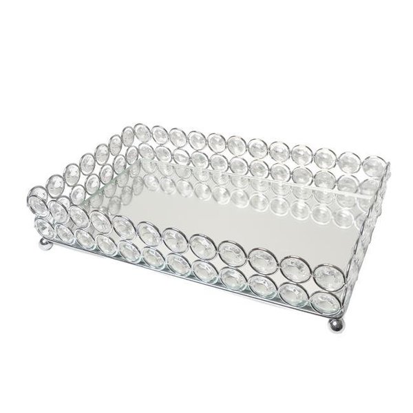 Elegant Garden Design Elegant Designs HG1010-CHR Elipse Crystal Decorative Mirrored Jewelry or Makeup Vanity Organizer Tray; Chrome HG1010-CHR